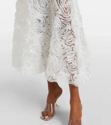 Self-Portrait Embellished lace-trimmed tulle midi dress | Thumbnail 3 Self-Portrait Embellished lace-trimmed tulle midi dress | Thumbnail 3