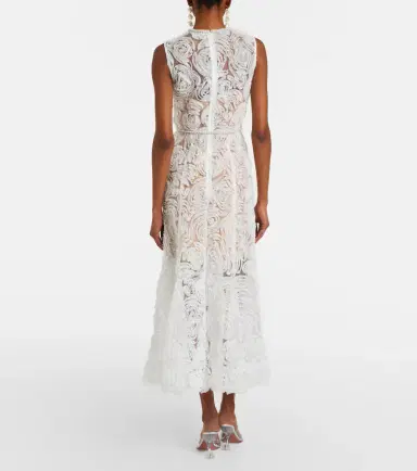 Self-Portrait Embellished lace-trimmed tulle midi dress | Thumbnail 5 Self-Portrait Embellished lace-trimmed tulle midi dress | Thumbnail 5