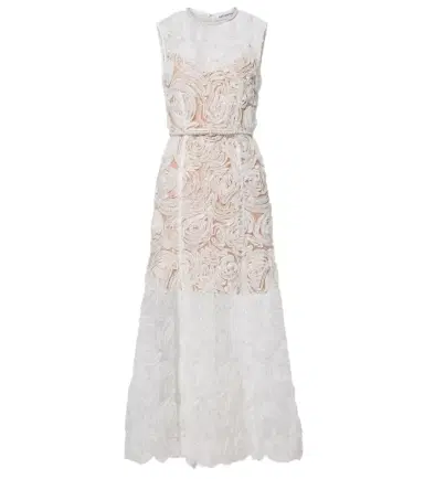 Self-Portrait Embellished lace-trimmed tulle midi dress | Thumbnail 1 Self-Portrait Embellished lace-trimmed tulle midi dress | Thumbnail 1