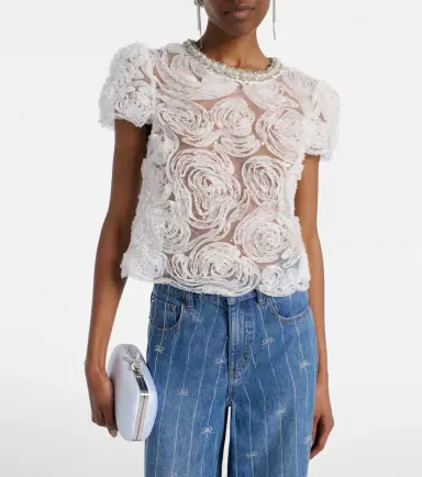 Self-Portrait Tulle lace top | Thumbnail 3