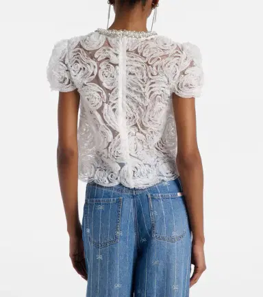 Self-Portrait Tulle lace top | Thumbnail 4