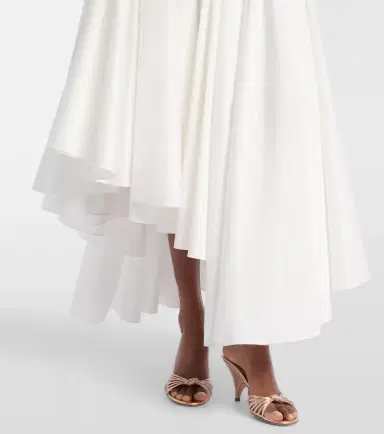 Self-Portrait Asymmetric cotton poplin midi skirt | Thumbnail 2