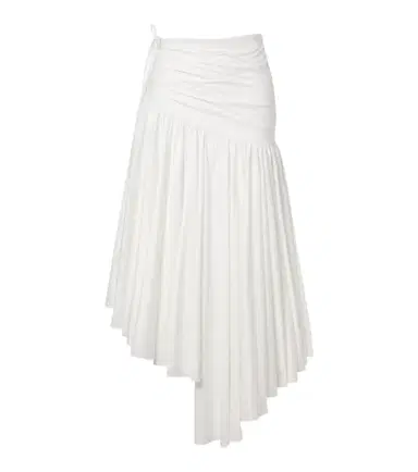 Self-Portrait Asymmetric cotton poplin midi skirt | Thumbnail 1