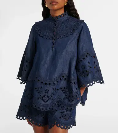 Zimmermann Mahon broderie anglaise denim top | Thumbnail 2 Zimmermann Mahon broderie anglaise denim top | Thumbnail 2