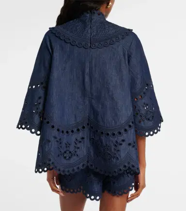 Zimmermann Mahon broderie anglaise denim top | Thumbnail 4 Zimmermann Mahon broderie anglaise denim top | Thumbnail 4