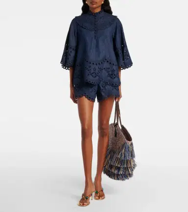 Zimmermann Mahon broderie anglaise denim top | Thumbnail 6 Zimmermann Mahon broderie anglaise denim top | Thumbnail 6