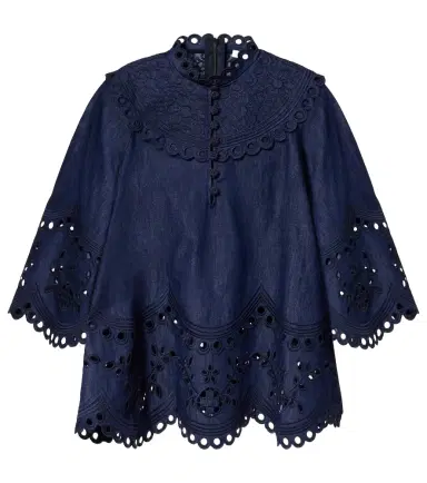 Zimmermann Mahon broderie anglaise denim top | Thumbnail 1 Zimmermann Mahon broderie anglaise denim top | Thumbnail 1