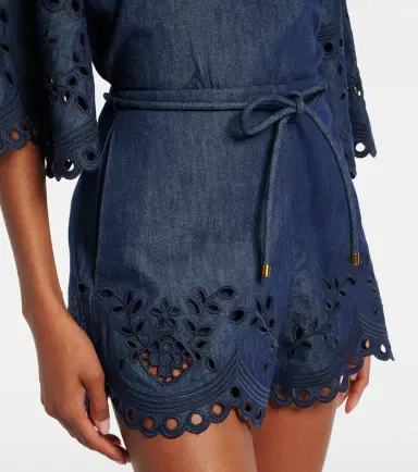 Zimmermann Mahon broderie anglaise denim shorts | Thumbnail 3