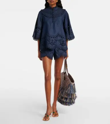 Zimmermann Mahon broderie anglaise denim shorts | Thumbnail 4