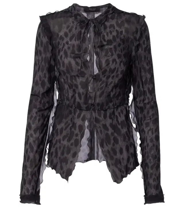 Leopard-printed silk blouse