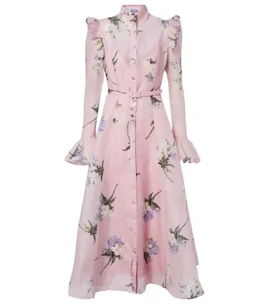 Leo Lin Katrina floral linen and silk midi dress | Thumbnail 1