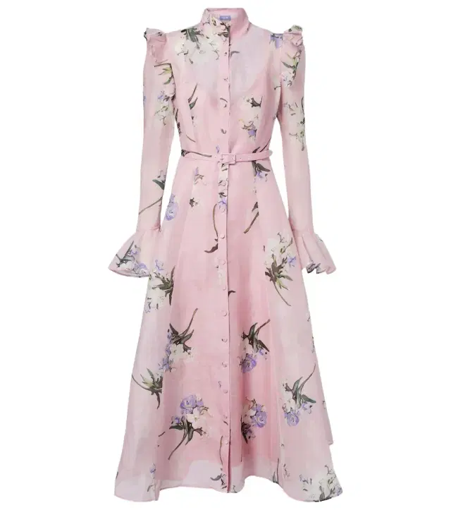 Katrina floral linen and silk midi dress