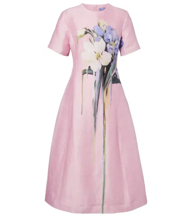 Caroline floral linen-blend midi dress