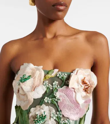 Leo Lin Roselle floral-appliqué minidress | Thumbnail 3