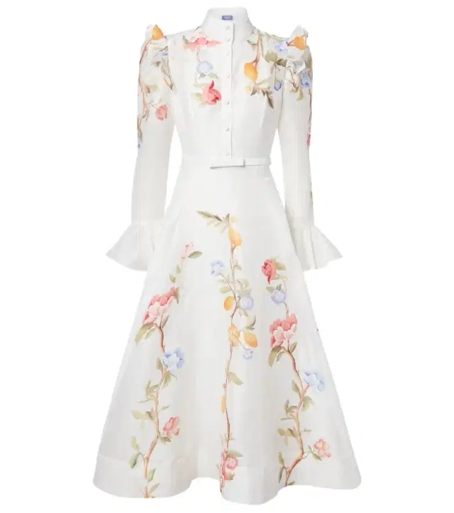 Selina floral ruffled linen-blend midi dress