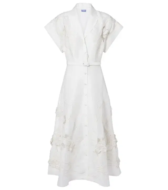 Aubrey floral-appliqué linen-blend shirt dress