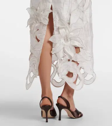 Leo Lin Rayna floral-appliqué linen-blend bustier gown | Thumbnail 2