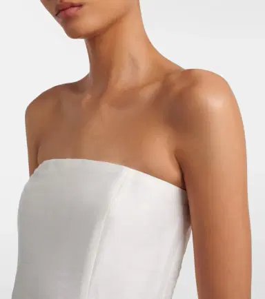 Leo Lin Rayna floral-appliqué linen-blend bustier gown | Thumbnail 3