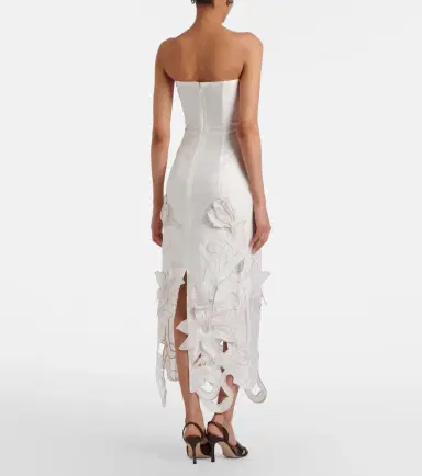 Leo Lin Rayna floral-appliqué linen-blend bustier gown | Thumbnail 5