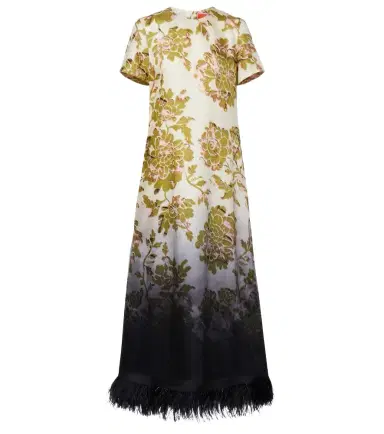 La DoubleJ Swing feather-trimmed floral silk twill maxi dress | Thumbnail 1 La DoubleJ Swing feather-trimmed floral silk twill maxi dress | Thumbnail 1