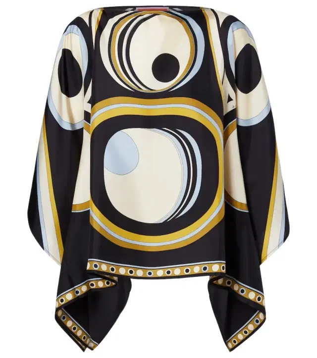 Foulard printed silk twill top