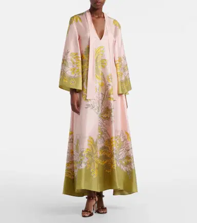 La DoubleJ Magnifico floral silk twill maxi dress | Thumbnail 7
