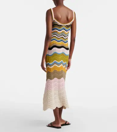 La DoubleJ Chevron crochet cotton midi dress | Thumbnail 3