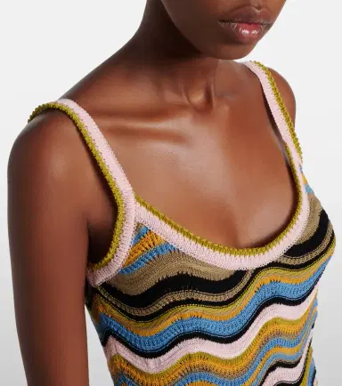 La DoubleJ Chevron crochet cotton midi dress | Thumbnail 4