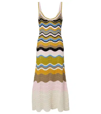 La DoubleJ Chevron crochet cotton midi dress | Thumbnail 1