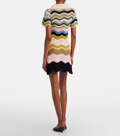 La DoubleJ Chevron crochet cotton polo dress | Thumbnail 3