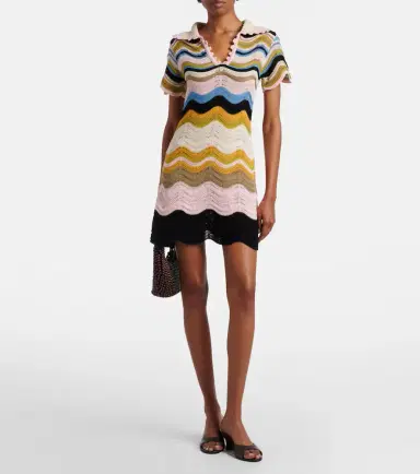 La DoubleJ Chevron crochet cotton polo dress | Thumbnail 4