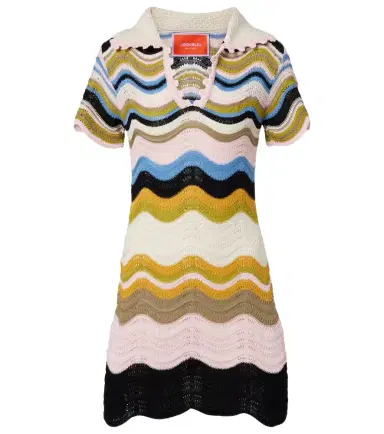 La DoubleJ Chevron crochet cotton polo dress | Thumbnail 1