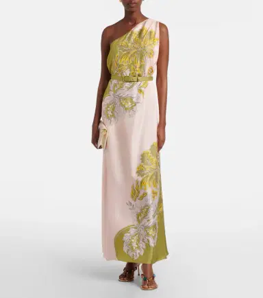 La DoubleJ Roy floral one-shoulder silk twill maxi dress | Thumbnail 2