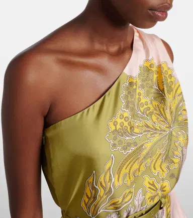 La DoubleJ Roy floral one-shoulder silk twill maxi dress | Thumbnail 4