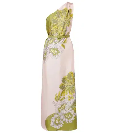 La DoubleJ Roy floral one-shoulder silk twill maxi dress | Thumbnail 1