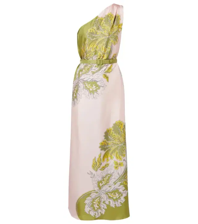 La DoubleJ Roy floral one-shoulder silk twill maxi dress