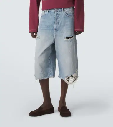 Acne Studios Distressed denim Bermuda shorts | Thumbnail 2