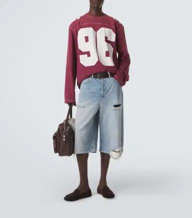 Acne Studios Distressed denim Bermuda shorts | Thumbnail 3