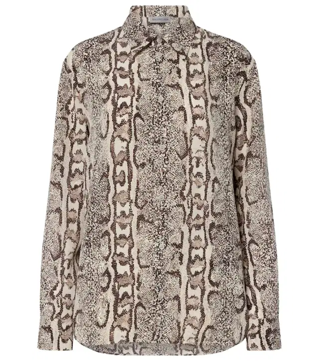 Snake-print silk shirt