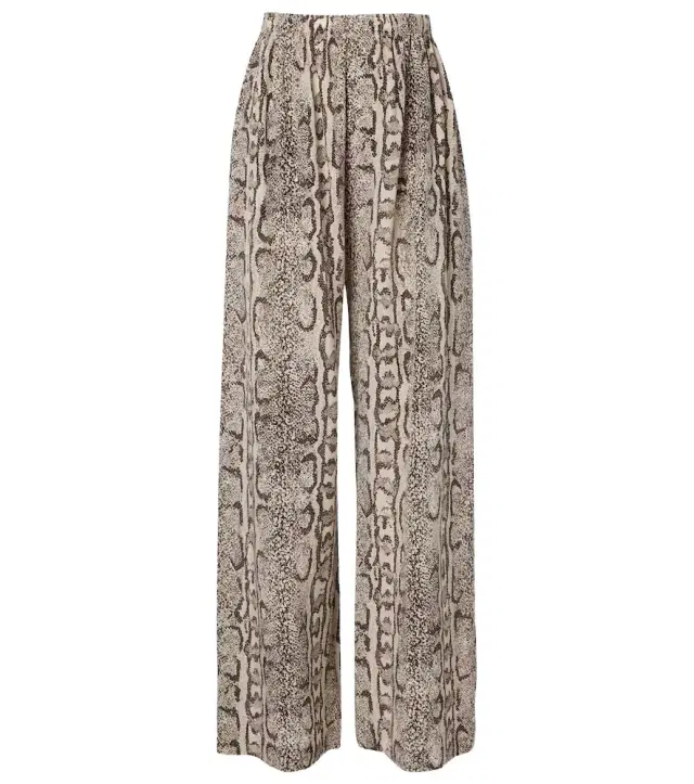 Snake-print silk palazzo pants