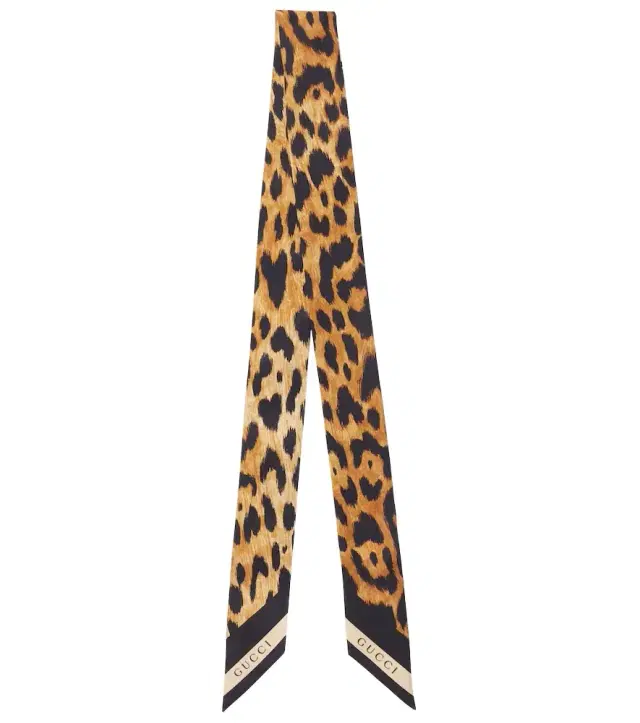 Leopard-print silk twill scarf