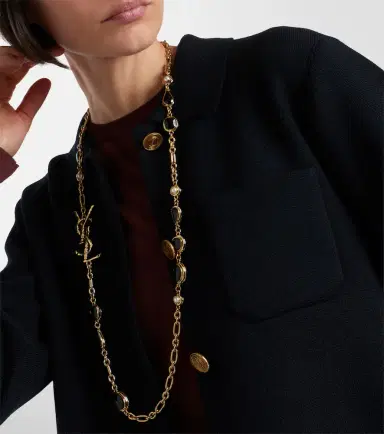 Saint Laurent Cassandre embellished chain necklace | Thumbnail 5