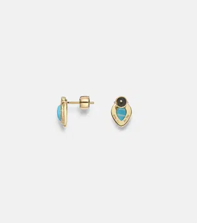 Ileana Makri Tiara 18kt gold drop earrings with diamonds and turquoise | Thumbnail 2 Ileana Makri Tiara 18kt gold drop earrings with diamonds and turquoise | Thumbnail 2