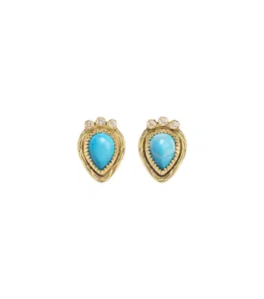 Ileana Makri Tiara 18kt gold drop earrings with diamonds and turquoise | Thumbnail 1 Ileana Makri Tiara 18kt gold drop earrings with diamonds and turquoise | Thumbnail 1