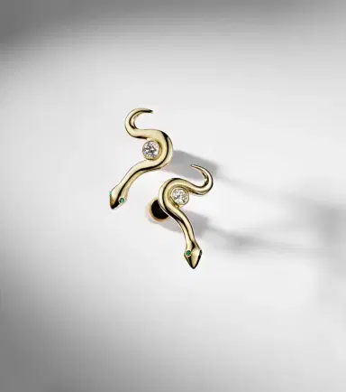 Ileana Makri Serpent Nest 18kt gold earrings with diamonds and emeralds | Thumbnail 5 Ileana Makri Serpent Nest 18kt gold earrings with diamonds and emeralds | Thumbnail 5