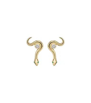 Ileana Makri Serpent Nest 18kt gold earrings with diamonds and emeralds | Thumbnail 1 Ileana Makri Serpent Nest 18kt gold earrings with diamonds and emeralds | Thumbnail 1