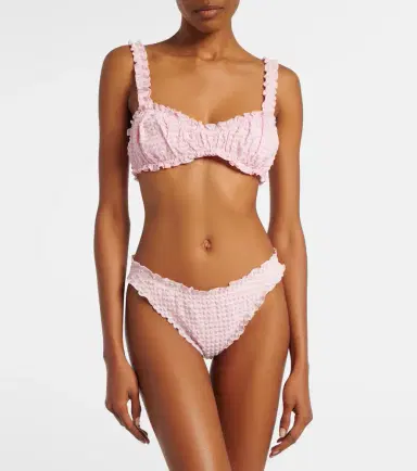 Simkhai Ruffled checked bikini top | Thumbnail 3 Simkhai Ruffled checked bikini top | Thumbnail 3
