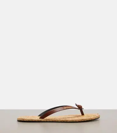 Saint Laurent Pool leather-trimmed thong sandals | Thumbnail 2