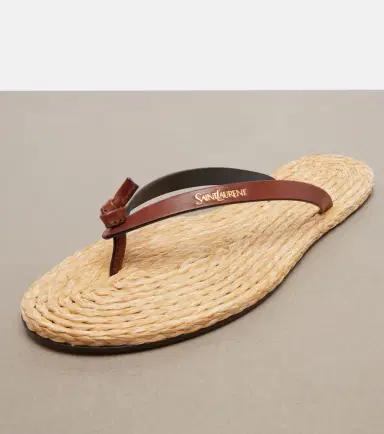 Saint Laurent Pool leather-trimmed thong sandals | Thumbnail 3