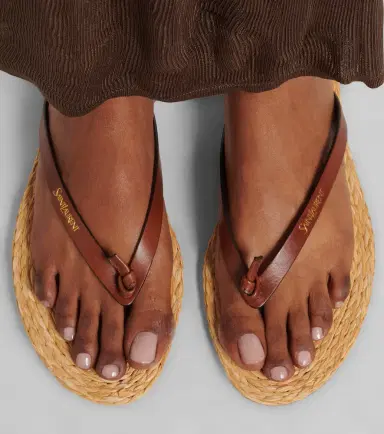 Saint Laurent Pool leather-trimmed thong sandals | Thumbnail 5